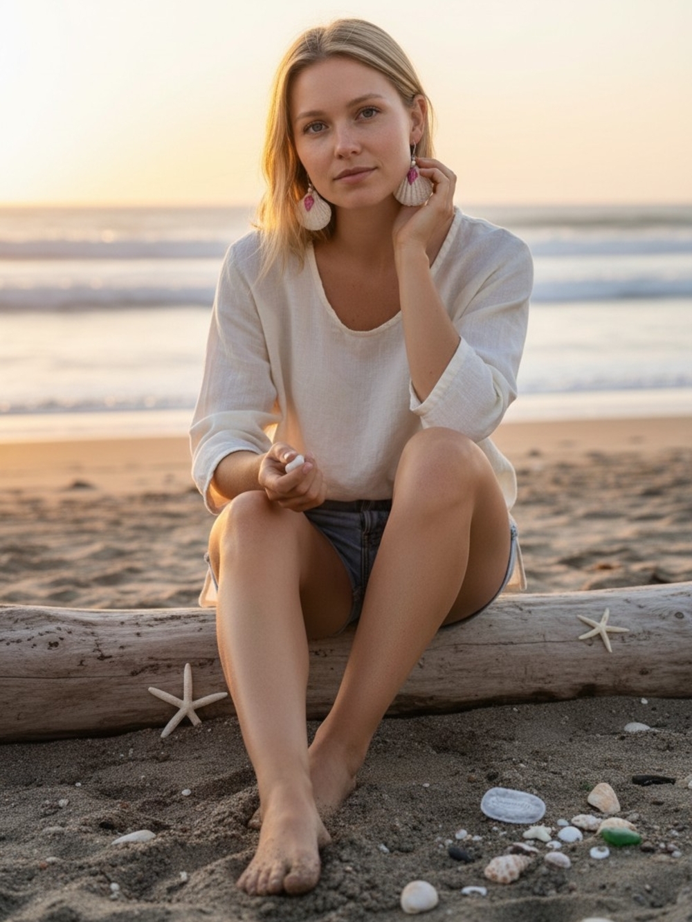 Boho Coastal Seashell Drop Earrings